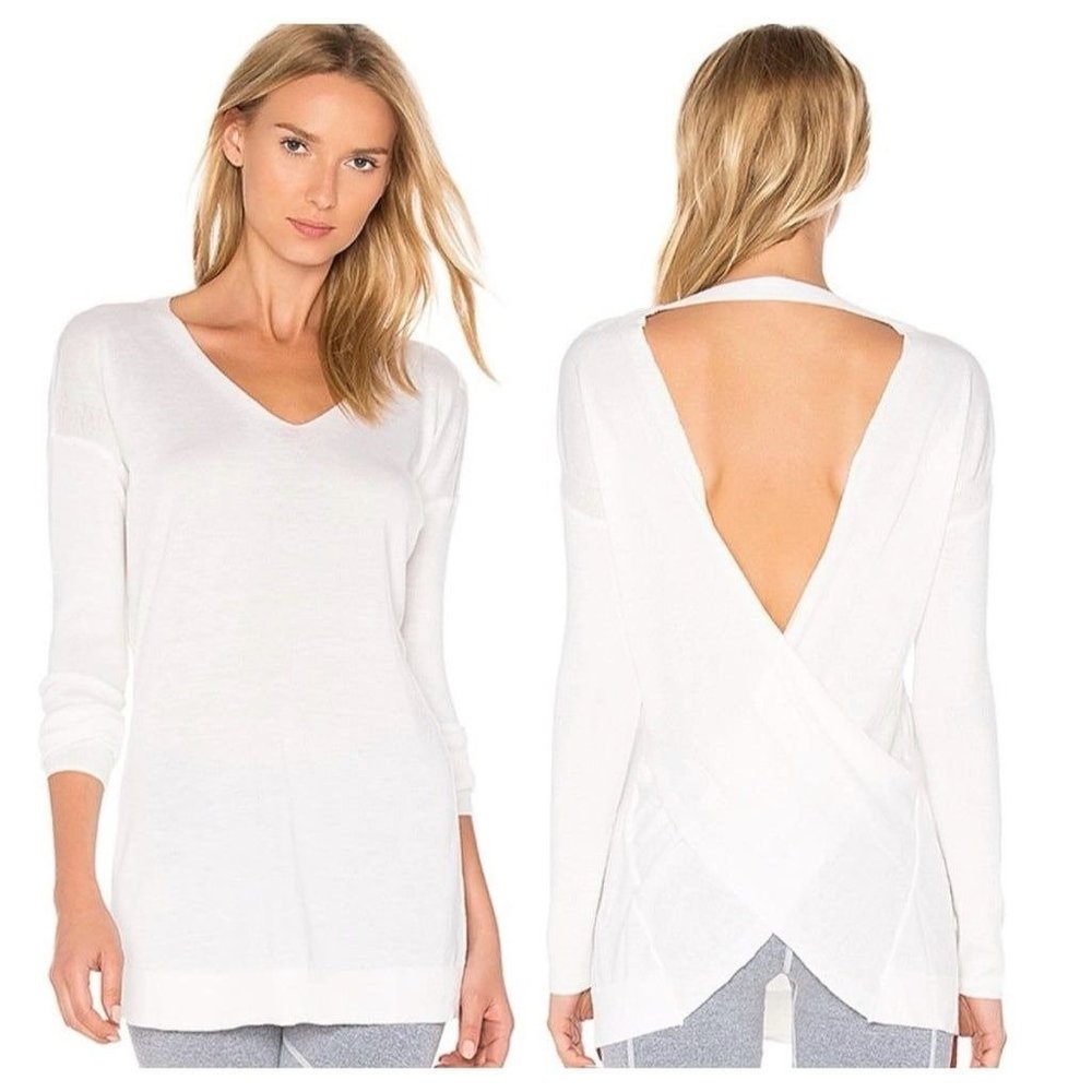 Splendid sweater Shavasana reversible sweater XS White Cross Back Style# 0728 NE